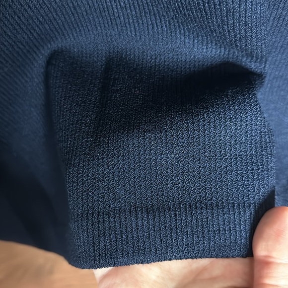 St. John Collection colorblock Santana knit cream navy midi dress size 12 - Picture 7 of 11